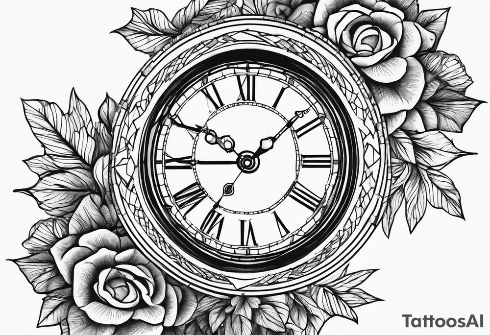 Oeil horloge temps ligne fine nuage tattoo idea