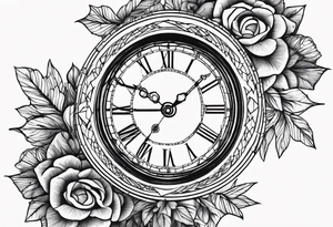 Oeil horloge temps ligne fine nuage tattoo idea
