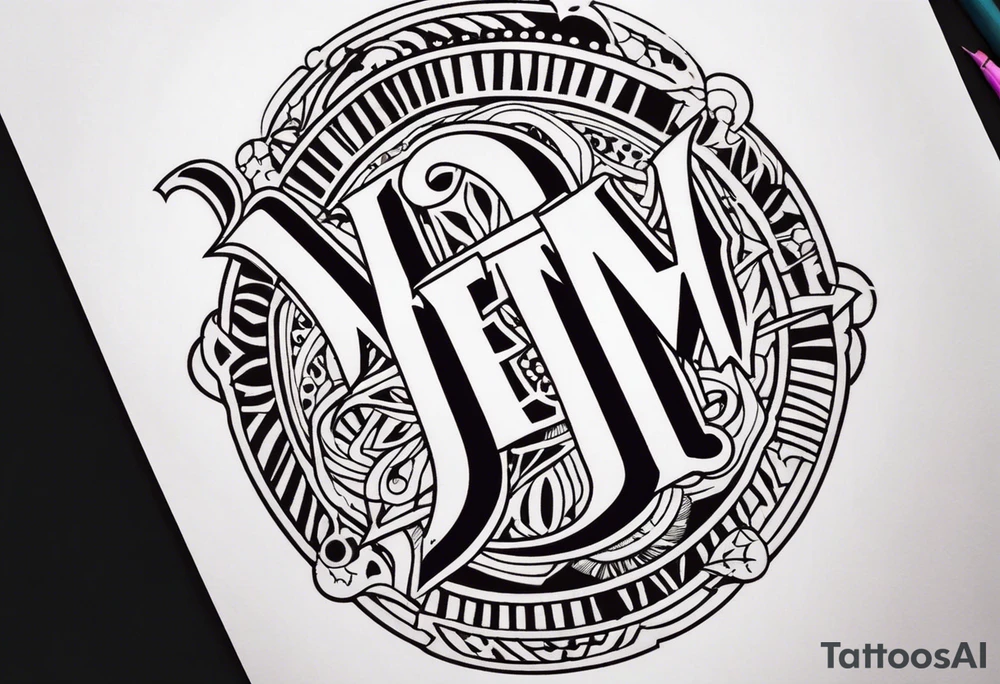 A tattoo with just text that reads JEM tattoo idea