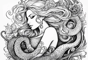Blond mermaid with giant octopus tattoo idea