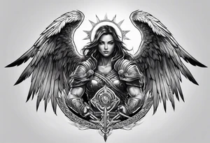 Arc angel with twin swords tattoo idea