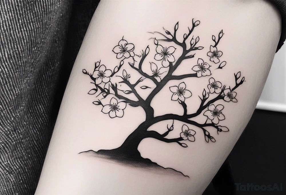 A cherry blossom tree using only white ink (no black) on a forearm tattoo idea