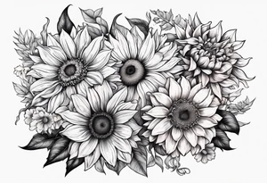 Sunflower daffodil, daisy, rose Adler, chrysanthemum, holly tattoo idea