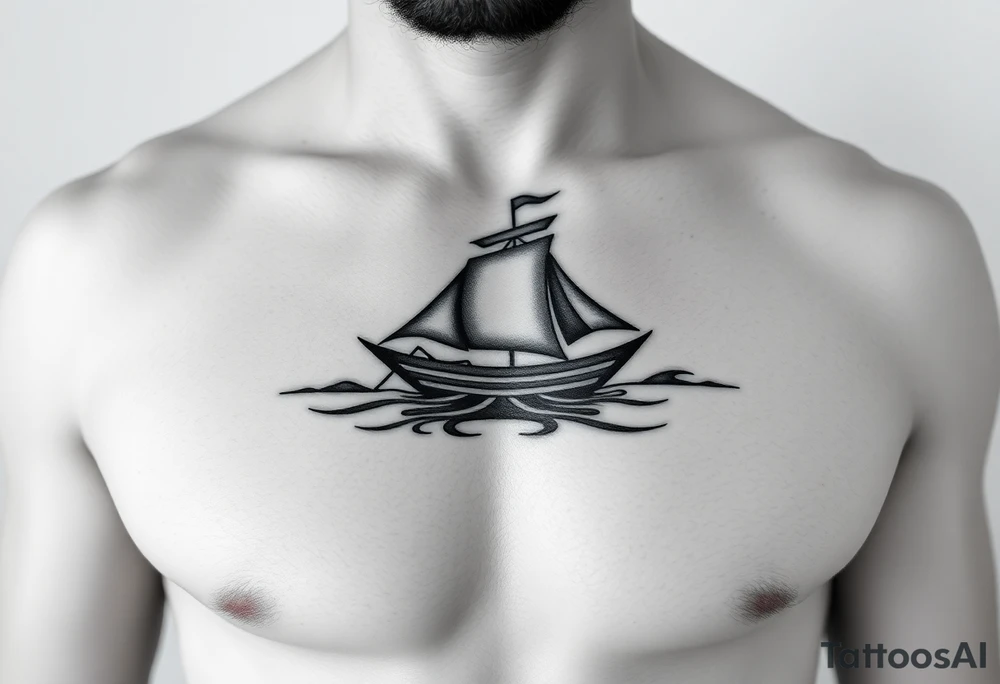 Polynesian tribal island boat tattoo tattoo idea