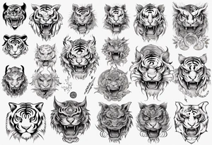 Ancient mythical tiger like creature on a sleeve tattoo idea