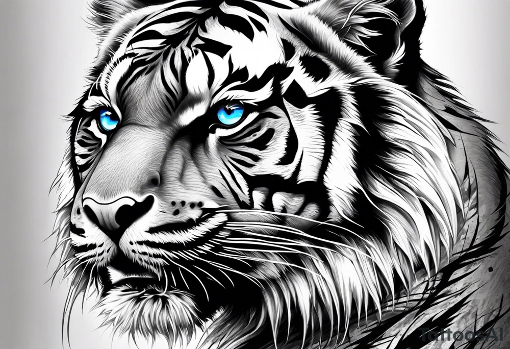Tiger with blue eyes tattoo idea
