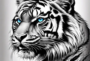 Tiger with blue eyes tattoo idea