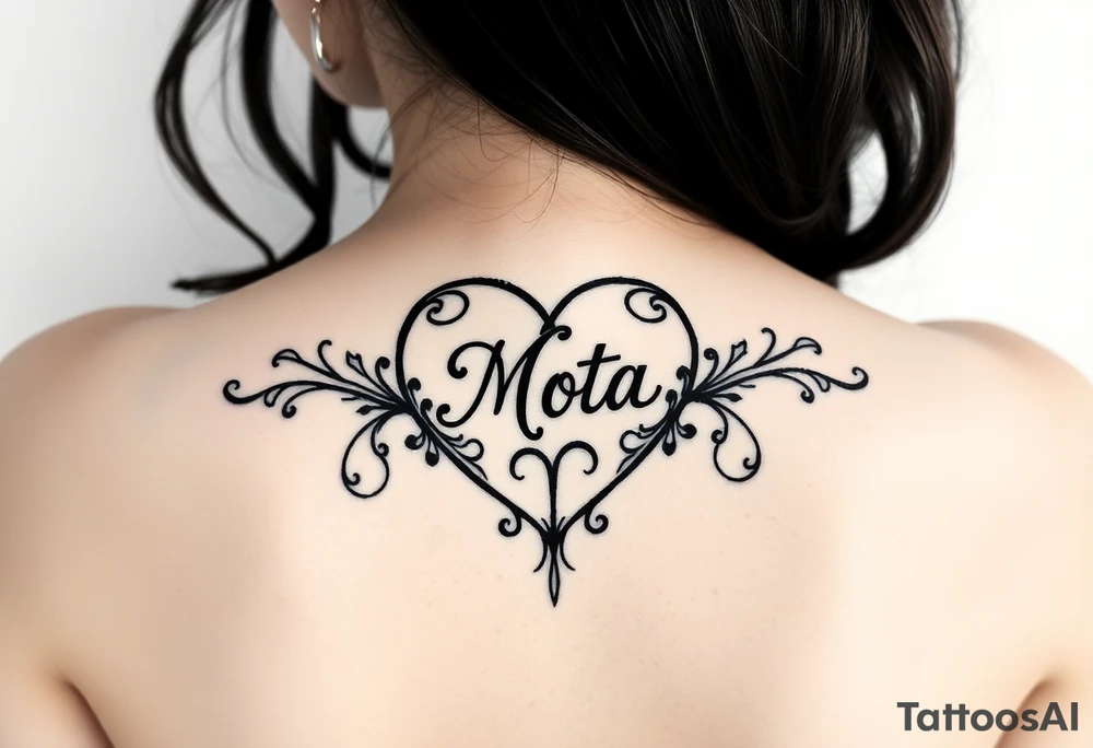 Heart shaped lock with the name Mota in it tattoo idea