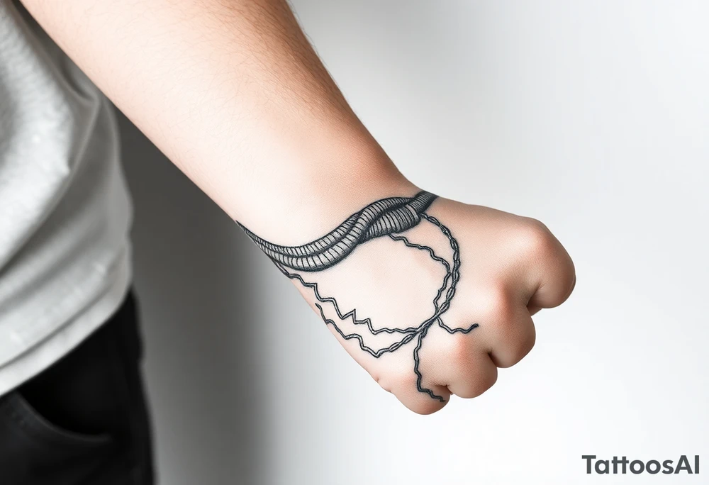 long System of pipes that transitions into veins of forearm tattoo idea