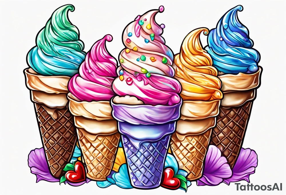 ice cream cone with small heart on it somewhere. tattoo idea