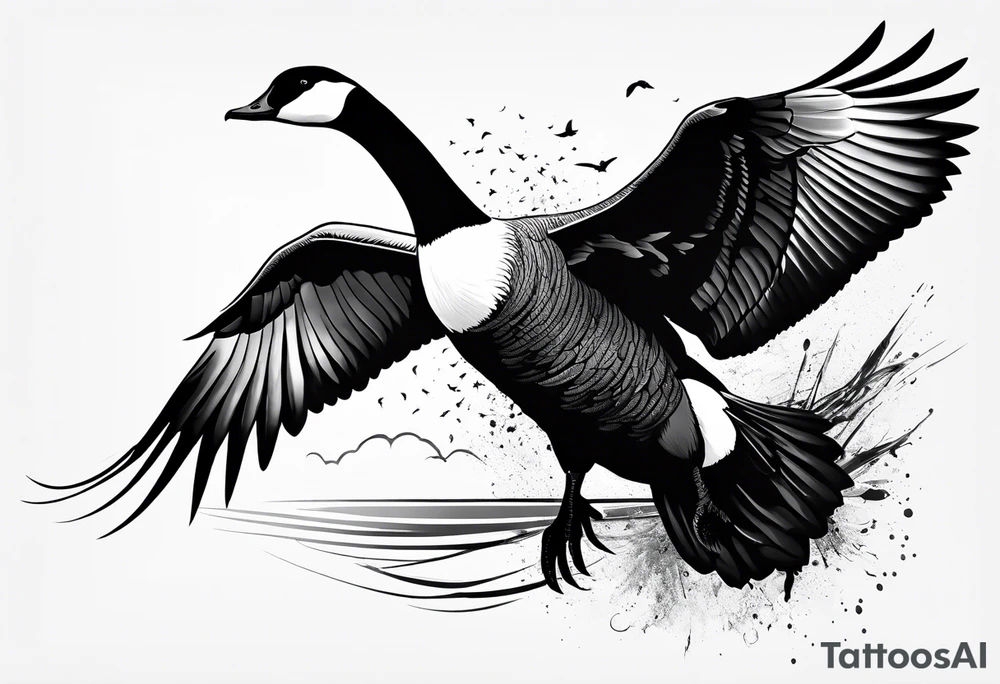 canadian goose shaking wings tattoo idea