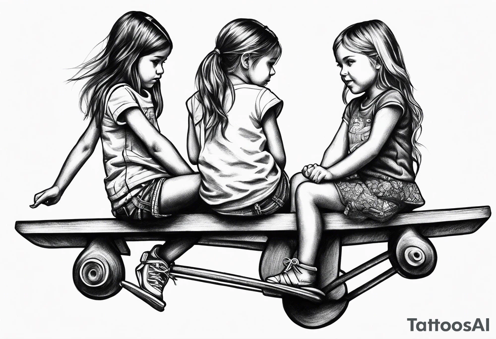 Two girls on a teeter totter tattoo idea
