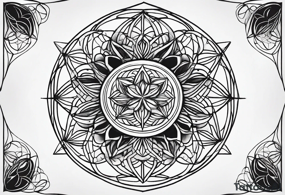 Linear minimalistic flower of life, tattoo idea