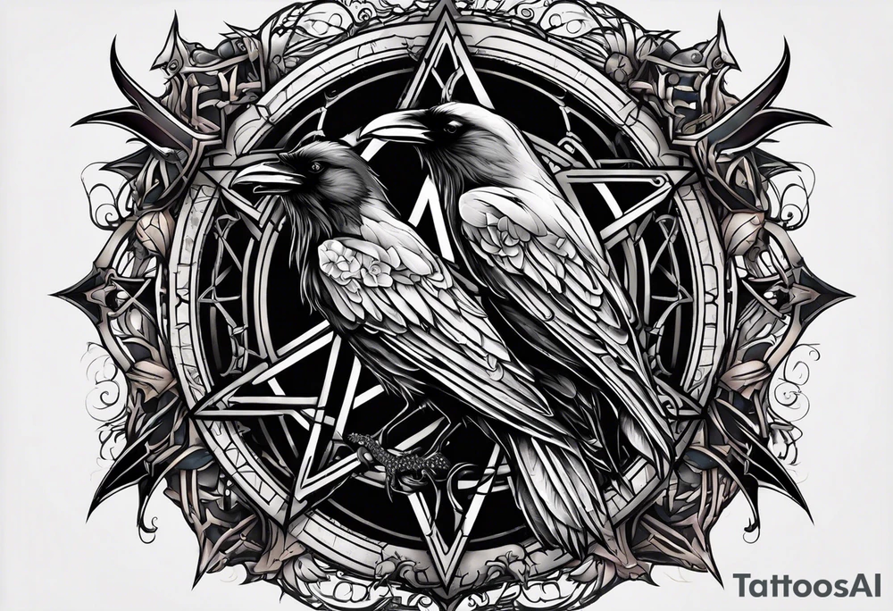 Raven pentagram. tattoo idea