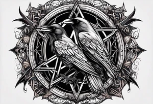 Raven pentagram. tattoo idea