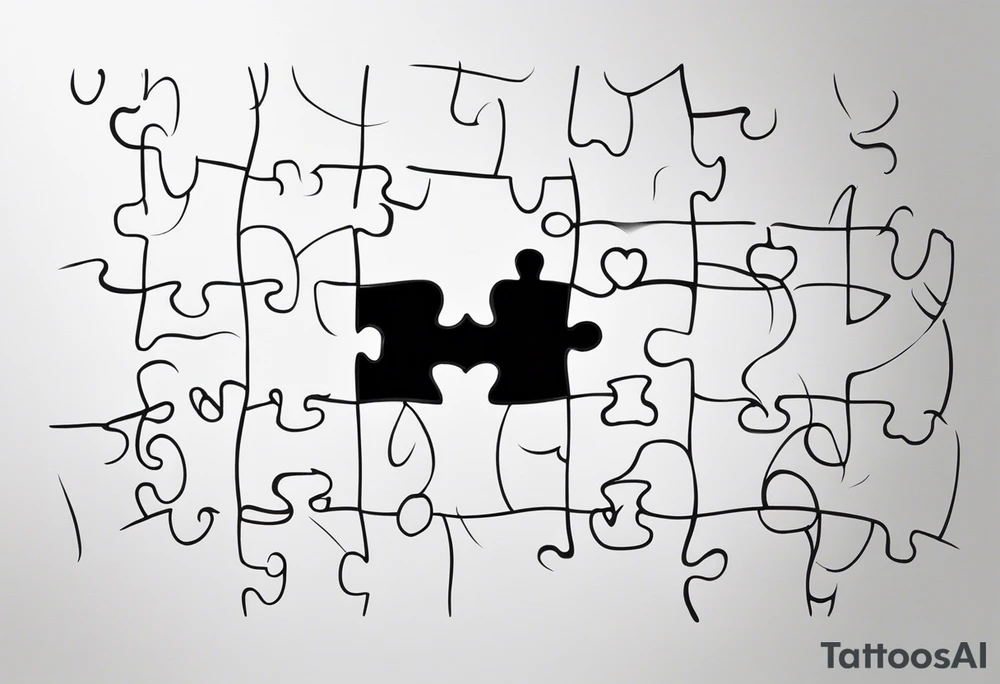 Fine line tattoo that has my sister's hand writing "my favorite sister" written inside of a single puzzle piece. Simple tattoo that will be on my ankle and is done in memory of my sister. Have the words outlining the puzzle piece tattoo idea