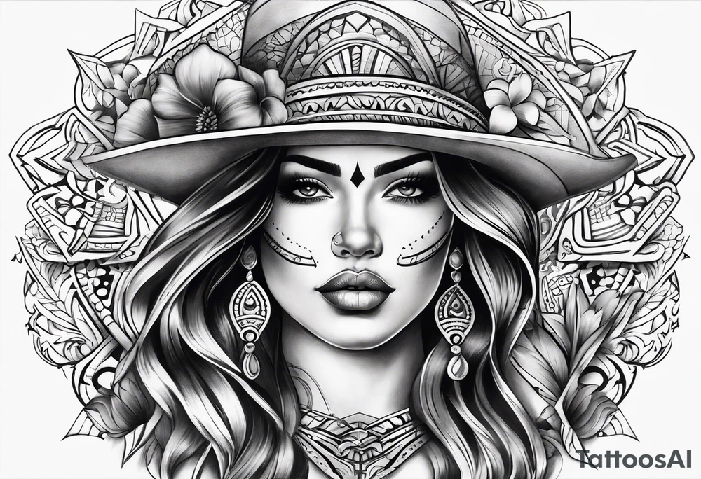 chicano style woman tattoo for chest tattoo idea