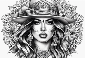 chicano style woman tattoo for chest tattoo idea
