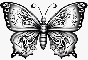 Butterfly with hearts, Layla Jones and 4ever and always designed in the wings tattoo idea