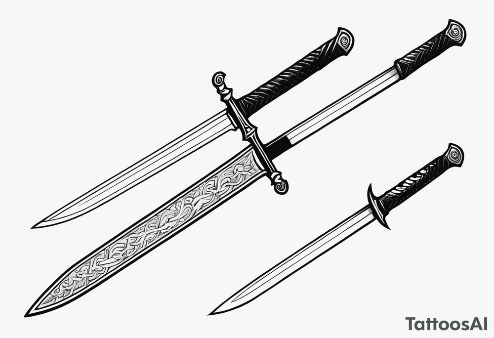 Sword with scale as handle tattoo idea