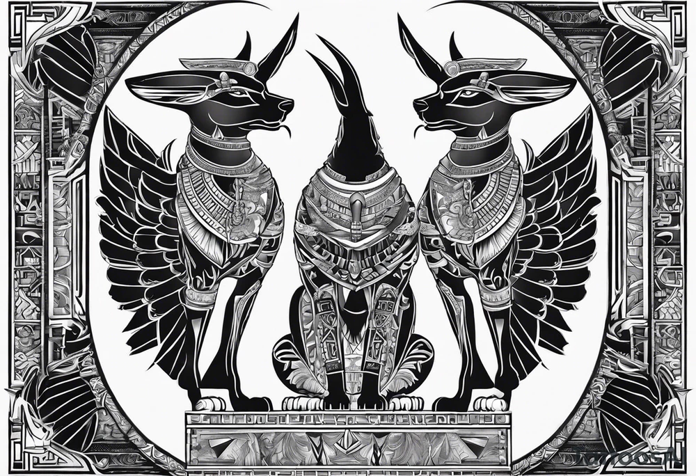 Anubis egyptian 
 back tattoo tattoo idea