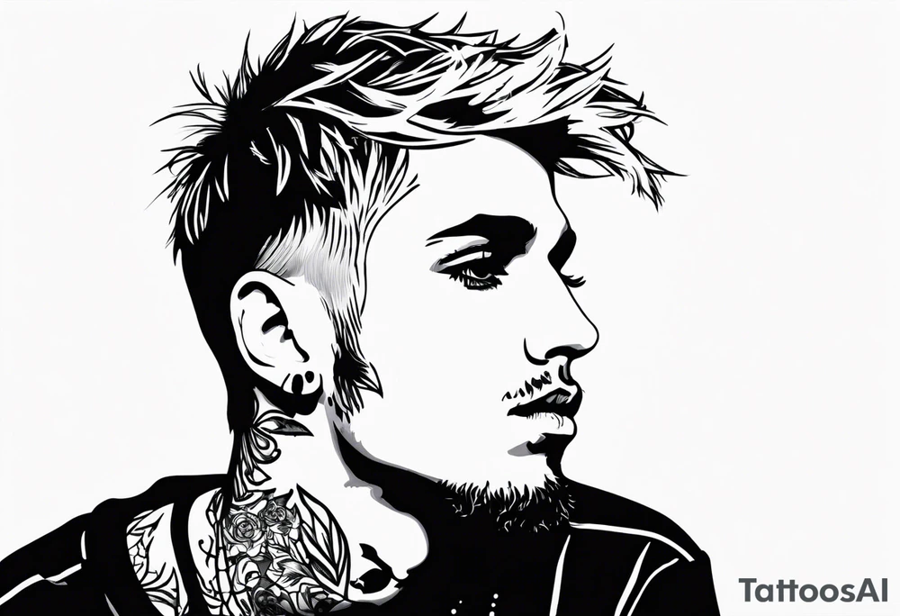 Lil peep in modern Blackwork style tattoo idea
