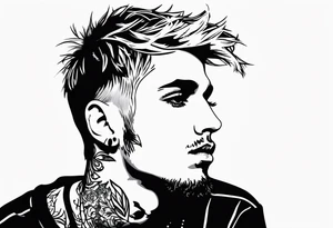 Lil peep in modern Blackwork style tattoo idea