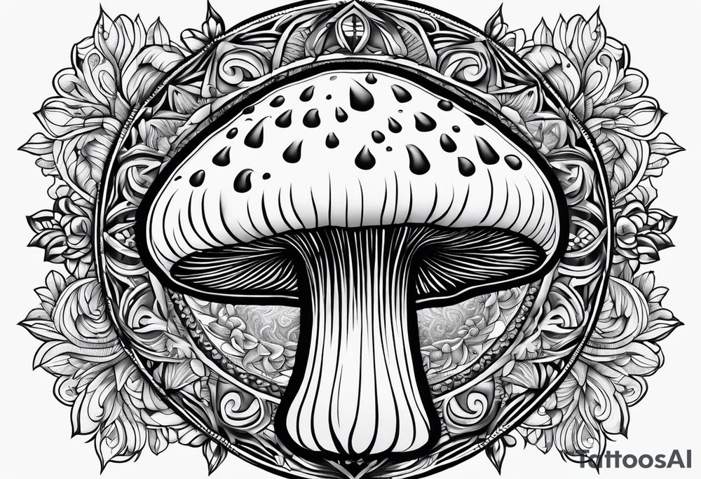 Shaggy mane mushroom mandala tattoo design tattoo idea