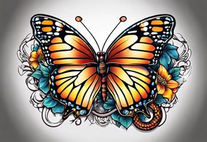 Butterflies with snake tattoo idea