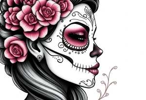Beautiful woman sugar skull tattoo idea
