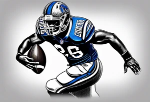 blue wildcat half black boy in football attire  morphing into football game night tattoo idea