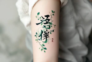 生 (shēng, “life”) in soft green with flowing water or vines speaks of growth and vitality. tattoo idea