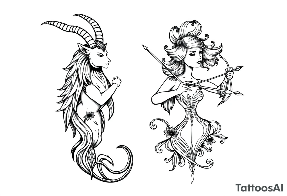 Male Capricorn and female Sagittarius couple high school sweetheart’s unconditional tattoo idea