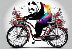 panda riding a bicycle tattoo idea