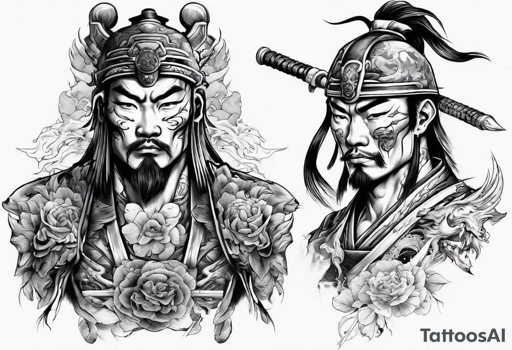 handsome Asian warrior who is also a death tattoo idea