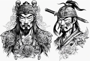 handsome Asian warrior who is also a death tattoo idea