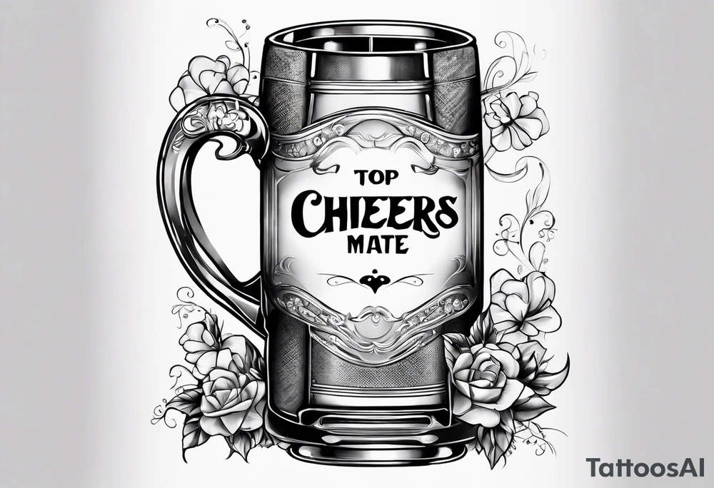 Cheers Mate text, armband +Cancer Ribbon tattoo idea