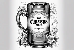 Cheers Mate text, armband +Cancer Ribbon tattoo idea
