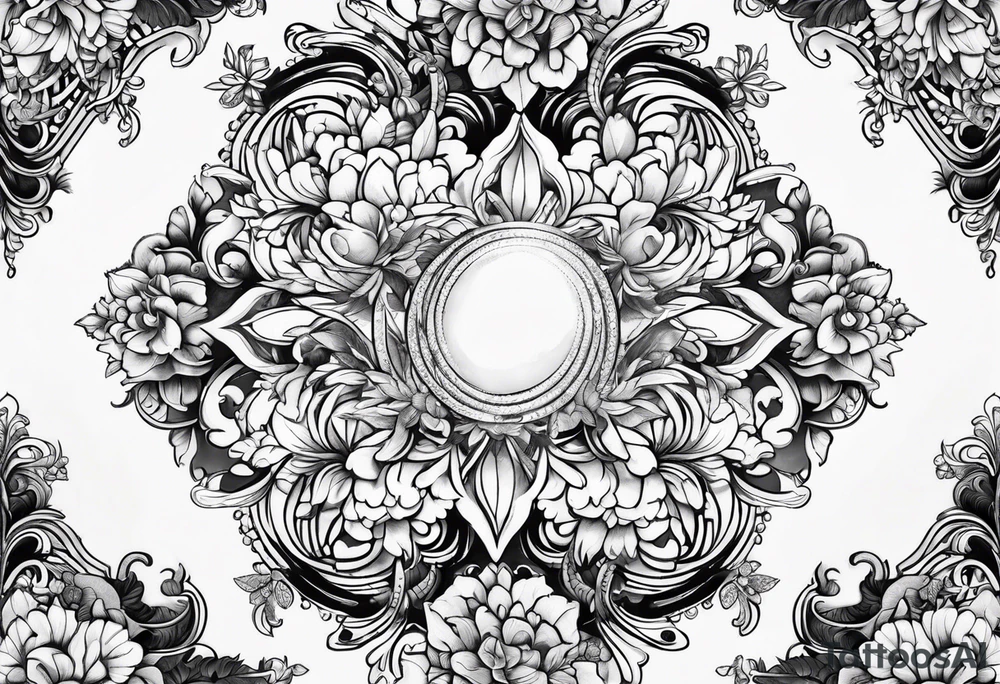 Celestial floral chandelier tattoo idea