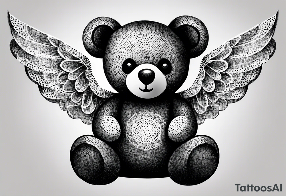 Teddy bear with wings tattoo idea