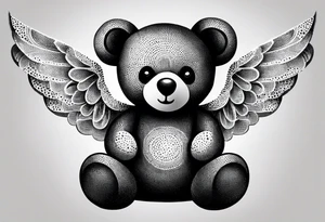 Teddy bear with wings tattoo idea