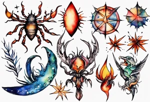 sternzeichen krebs aquarell tattoo idea