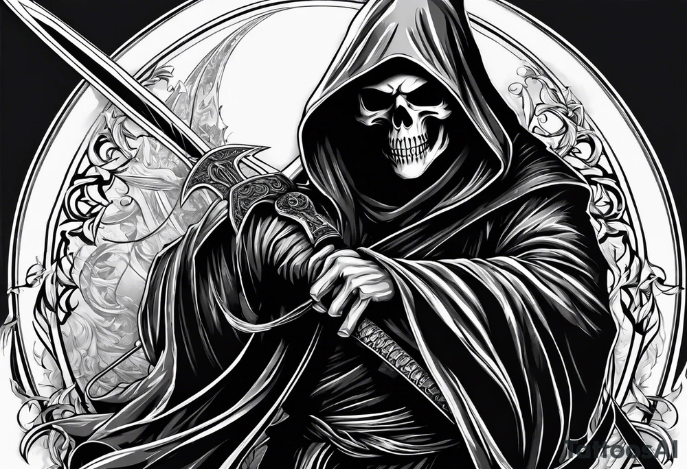 grim reaper with katana tattoo idea