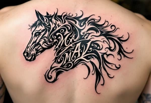 horse silhouette 
from the front
with littles letters M, A, L tattoo idea