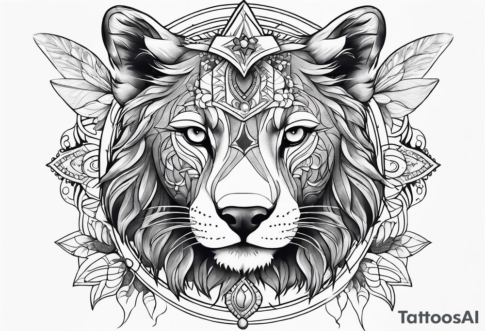 Animal cute , celestial, cross, tattoo idea