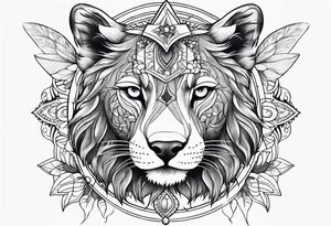 Animal cute , celestial, cross, tattoo idea