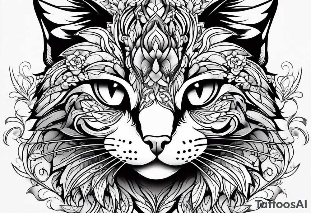 small Cat face, front on tattoo idea