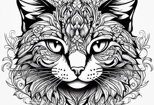 small Cat face, front on tattoo idea