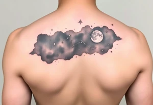 Night sky with a constellations, stars and moon tattoo idea