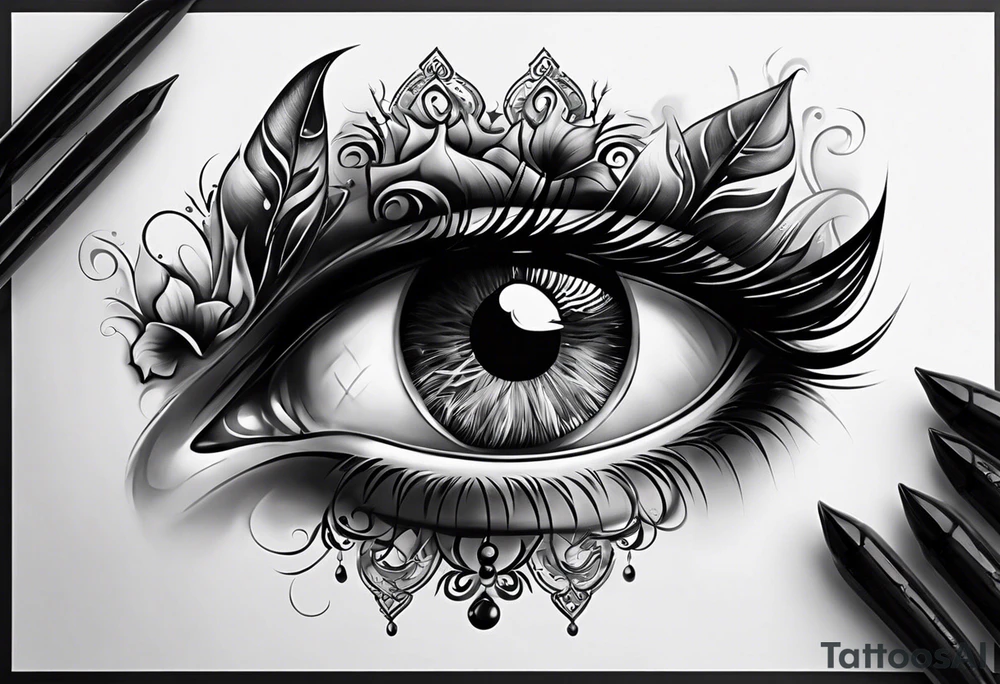 smoke fire eye tattoo idea